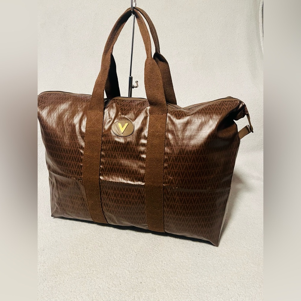 Mario Valentino Soft PVC Monogram Foldable Overnight Travel Tote Bag - Picture 6 of 13